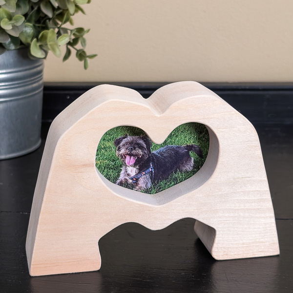 Heart hands picture frame made from scrap wood
