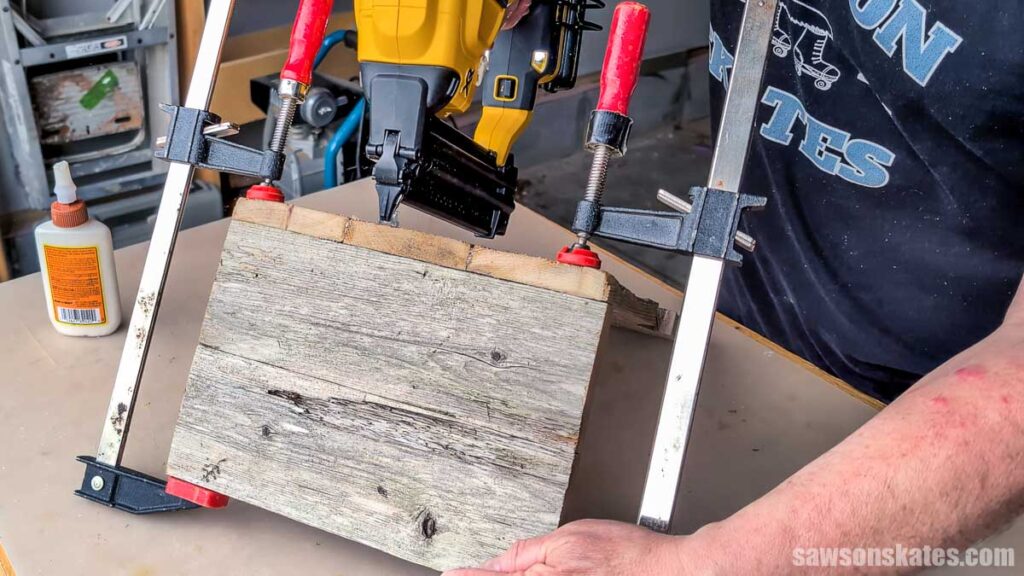 Attaching the back with a brad nailer