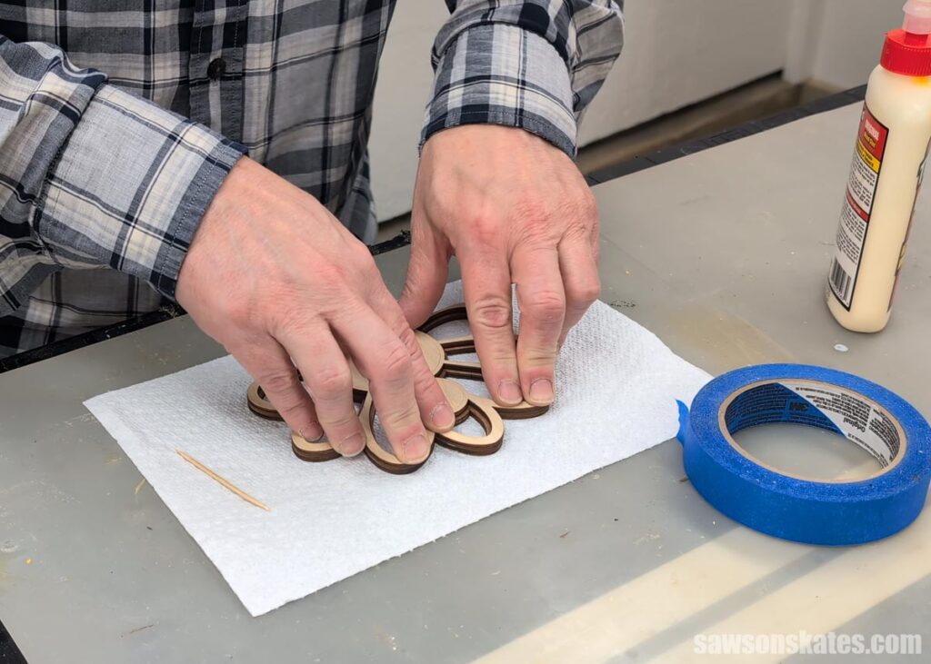 Hands pressing the turkey parts together