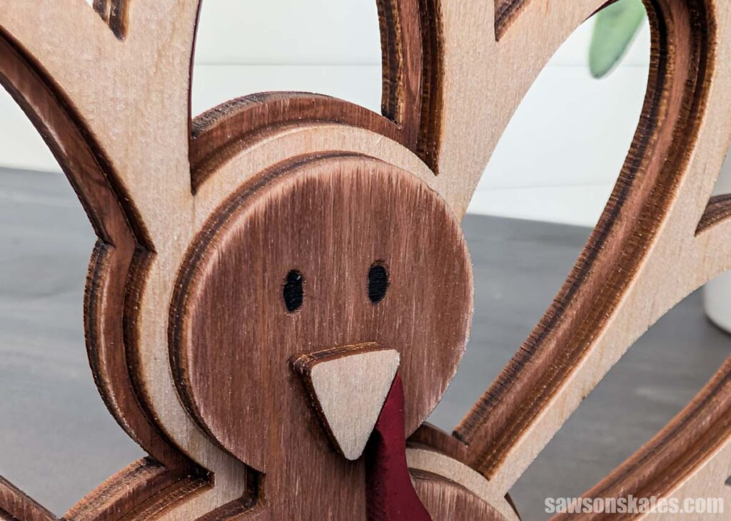 Close up of a wooden thanksgiving tealight holder