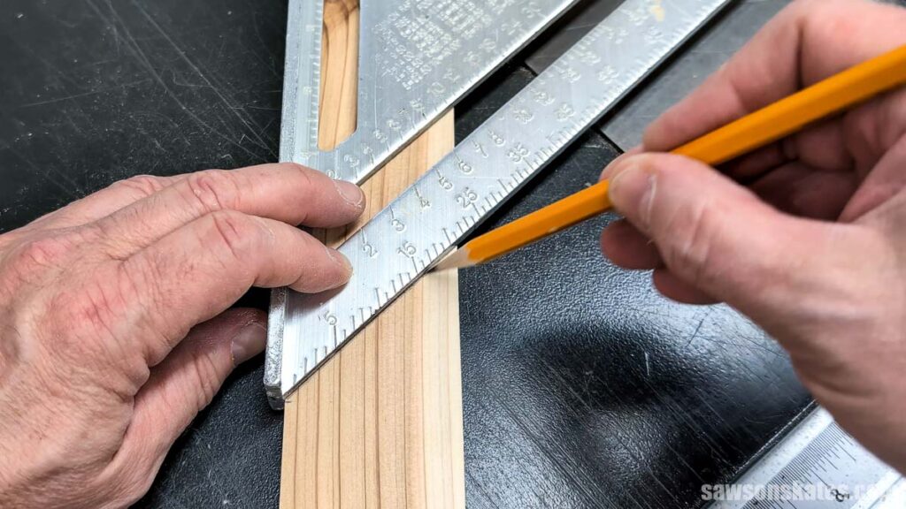 Using a speed square to draw a line