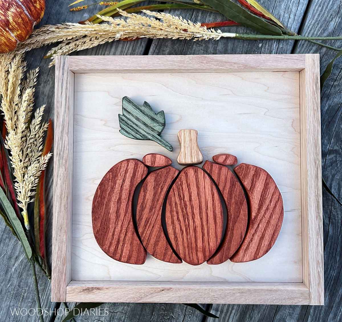 Framed wood 3D pumpkin sign