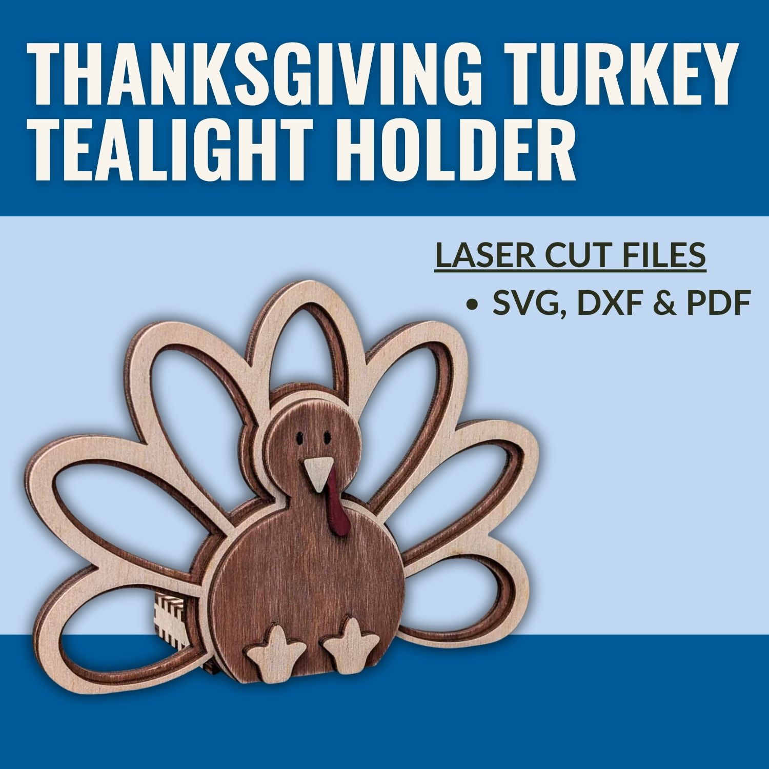 Thanksgiving turkey tealight holder cut files graphic