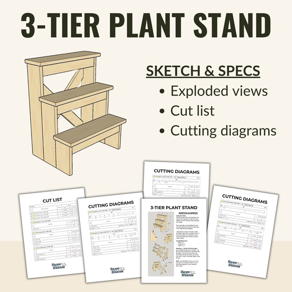 3-tier plant stand Sketch & Specs graphic