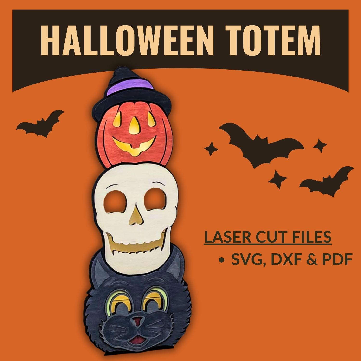 Halloween totem laser cut files graphic